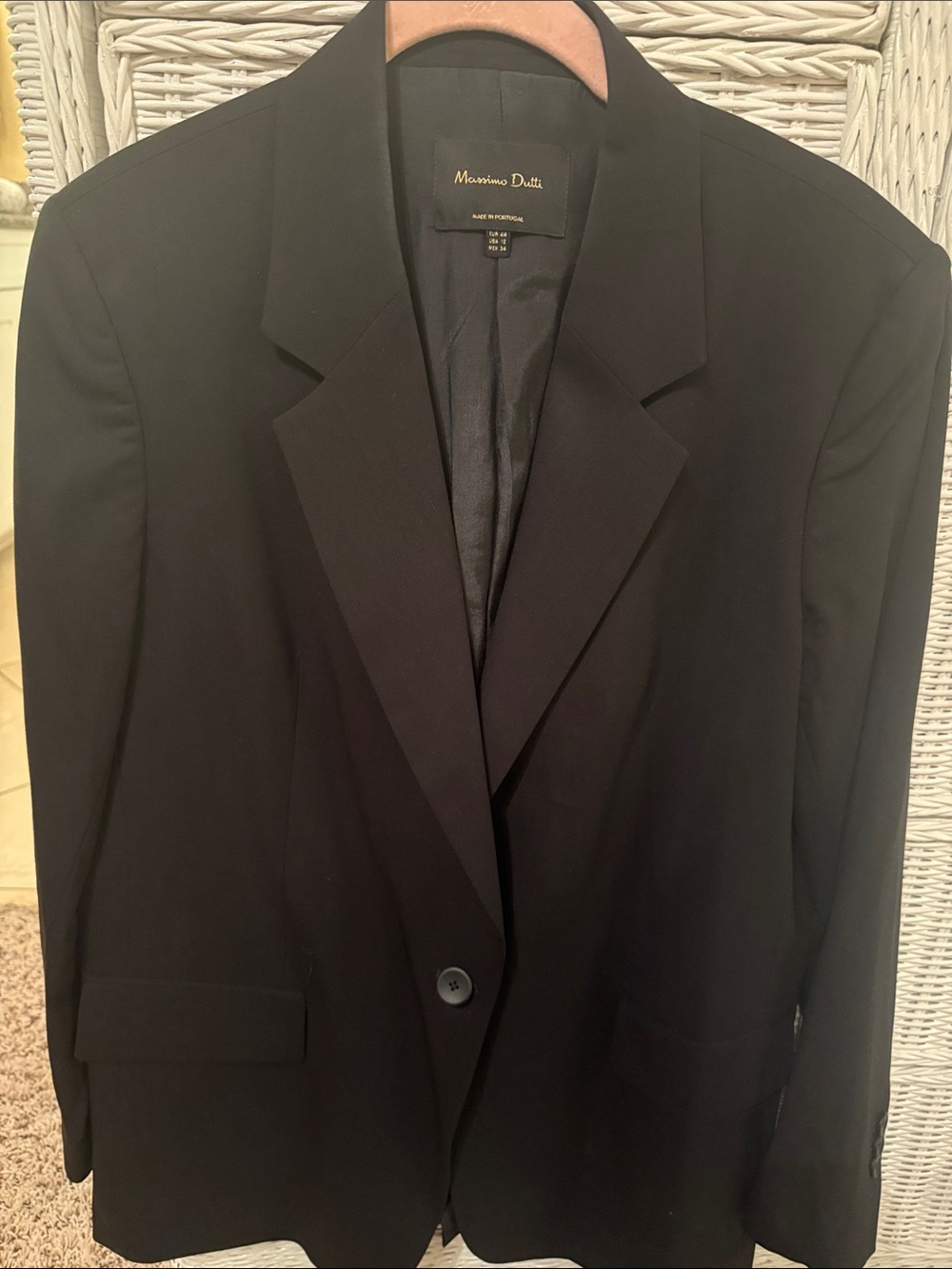 Massimo Dutti Black Single-Button Blazer